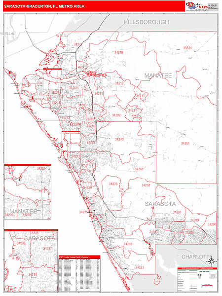 Sarasota-Bradenton Metro Area Wall Map
